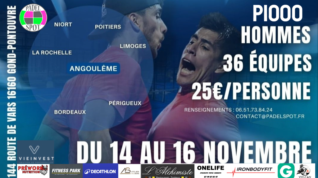 P1000 Padel Spot Angoulême : le tournoi, le plateau et les résultats